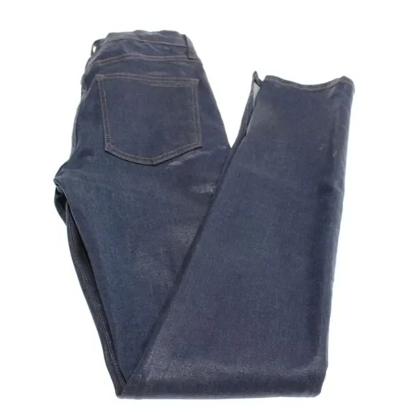 Simkhai NWT Coated High Rise Skinny Jeans Size 26 US In Blue Cotton Blend Denim